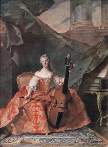 Madame Henriette de France in Court Costume Playing a Bass Viol 1754.Artist: Jean-Marc Nattier