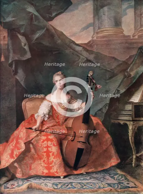 'Madame Henriette de France in Court Costume Playing a Bass Viol', 1754.Artist: Jean-Marc Nattier