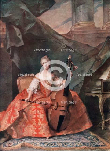 'Madame Henriette de France in Court Costume Playing a Bass Viol', 1754.Artist: Jean-Marc Nattier