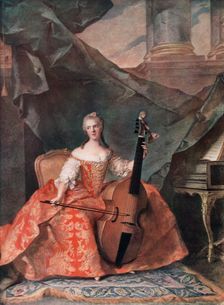 Madame Henriette de France in Court Costume Playing a Bass Viol 1754.Artist: Jean-Marc Nattier