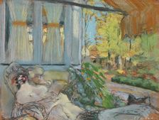 Madame Hessel reading on Cézanne's enclosed terrace