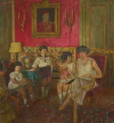 Madame Jean Bloch and her children, 1928-1929. Creator: Vuillard, Édouard (1868-1940)