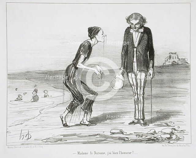 Madame la Baronne, j'ai bien l'honneur!, 1853. Creator: Honore Daumier.