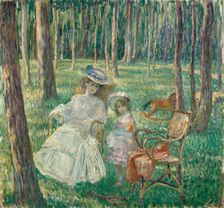 Madame Lamberjack et sa fille Loulou dans un parc, 1905. Creator: Henri Baptiste Lebasque