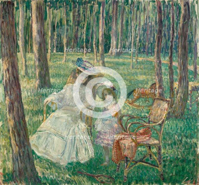 Madame Lamberjack et sa fille Loulou dans un parc, 1905. Creator: Henri Baptiste Lebasque.