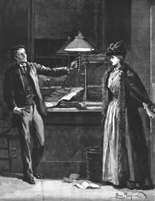 Madame Leroux'; By Francis Eleanor Trollope; Mr Hawkin's turned it up again with a flare whe he saw Creator: Percy Macquoid