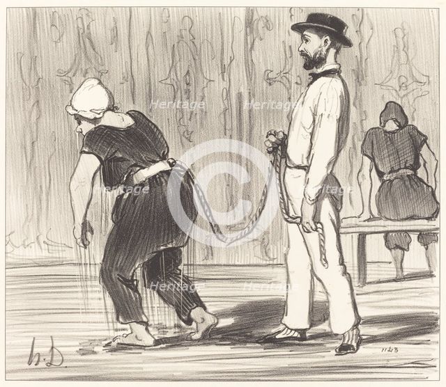 Madame Rabourdeau a sa première leçon, 1847. Creator: Honore Daumier.