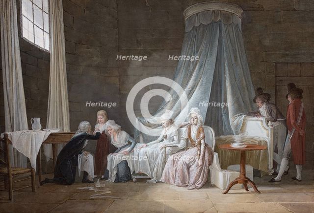 Madame Royale healed by Brunier on January 24th 1793. The royal family at the Temple Prison. Creator: Mallet, Jean-Baptiste (1759-1835).