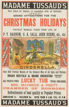 Madame Tussauds Christmas Holidays advertisement, 1889. Creator: Unknown