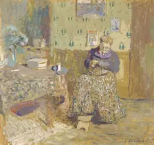 Madame Vuillard Sewing, 1920. Artist: Vuillard, Édouard (1868-1940)