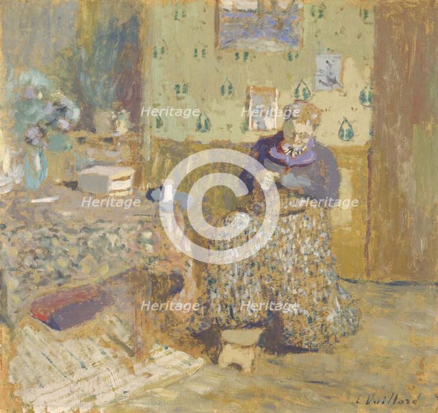 Madame Vuillard Sewing, 1920. Artist: Vuillard, Édouard (1868-1940)