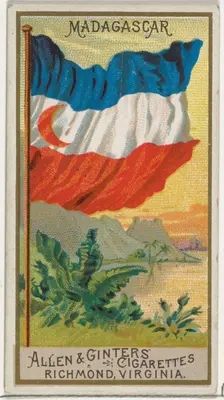 Madagascar, from Flags of All Nations, Series 2 (N10) for Allen & Ginter Cigarettes Brands..., 1890. Creator: Allen & Ginter