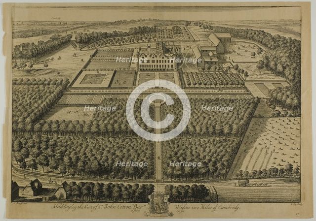 Maddingley, plate 57 from Britannia Illustrata, published 1707. Creator: Johannes Kip.