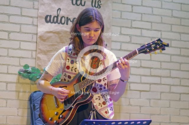 Maddy Salter, International Women’s Day, NJA Fundraiser, Baptist Church, Loughton, Essex, 2025. Creator: Brian O'Connor.