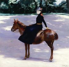 Mademoiselle Meuriot on her pony, 1889. Creator: Jacques Emile Blanche