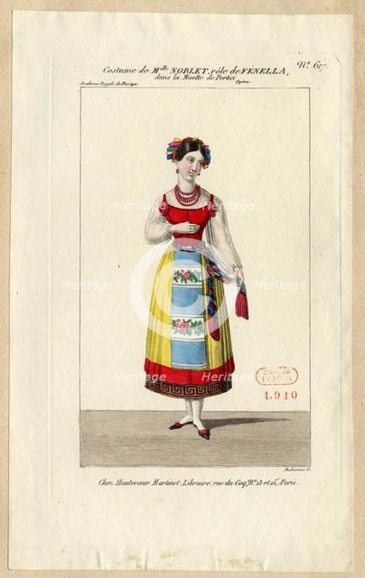 Mademoiselle Noblet as Fenella. Costume design for the opera La muette de Portici, 1828. Creator: Maleuvre, Louis (1785-after 1837).