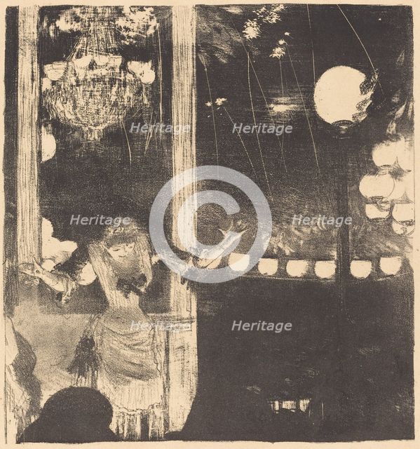 Mademoiselle Bécat at the Cafe des Ambassadeurs (Aux Ambassadeurs: Mlle Bécat), c. 1877. Creator: Edgar Degas.