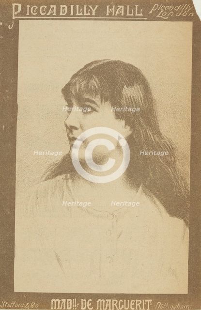 Mademoiselle de Marguerit at Piccadilly Hall, 1886.  Creator: Unknown.