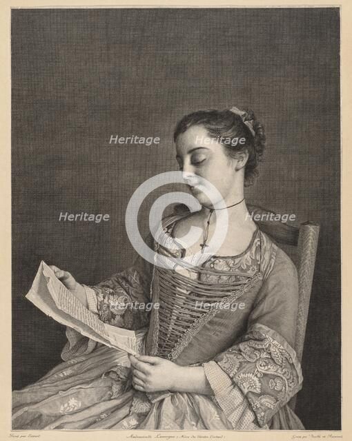 Mademoiselle Lavergne Reading. Creator: Jean Daulle (French, 1703-1763).
