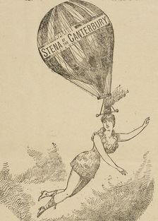 Mademoiselle Stena, balloon performances at the Canterbury Theatre, 1886. Creator: Unknown