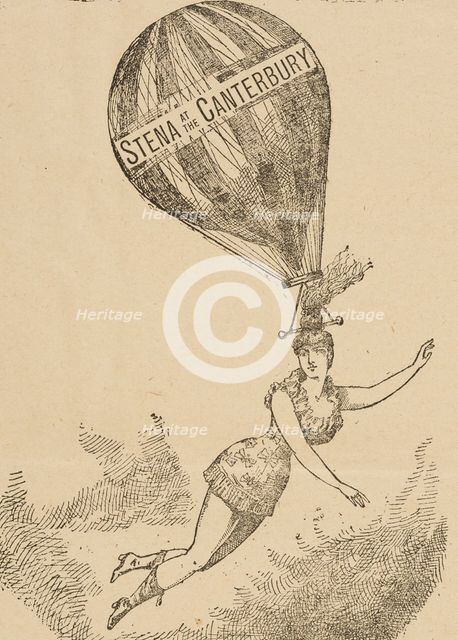 Mademoiselle Stena, balloon performances at the Canterbury Theatre, 1886. Creator: Unknown.