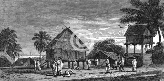 'Madecasse Village; Recent Explorations in Madagascar', 1875. Creator: Alfred Grandidier.