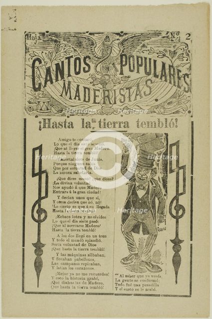 Madero Folk Songs: Even the Ground Trembled, 1911. Creator: José Guadalupe Posada.