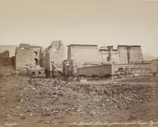 Madinet Habu, General View of Mortuary Temple of Ramesses III. Luxor, West Bank, 19th century. Creator: Maison Bonfils