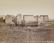 Madinet Habu, General View of Mortuary Temple of Ramesses III. Luxor, West Bank, 19th century. Creator: Maison Bonfils