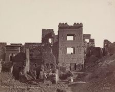 Madinet Habu, Interior of the Entrance Gate of Mortuary Temple of Ramesses III, late 19th century. Creator: Henri Bechard