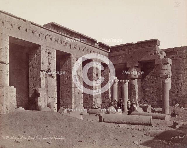 Madinet Habu, Second Court of the Mortuary Temple of Ramesses III. Luxor, West, late 19th century. Creator: Henri Bechard.