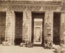 Madinet Habu, Second Court of Mortuary Temple of Ramesses III. Luxor, West Bank, between 1860 & 1903 Creator: Antonio Beato