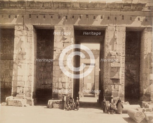 Madinet Habu, Second Court of Mortuary Temple of Ramesses III. Luxor, West Bank, between 1860 & 1903 Creator: Antonio Beato.
