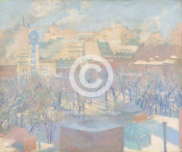 Madison Square, Snow, 1904. Creator: Allen Tucker.