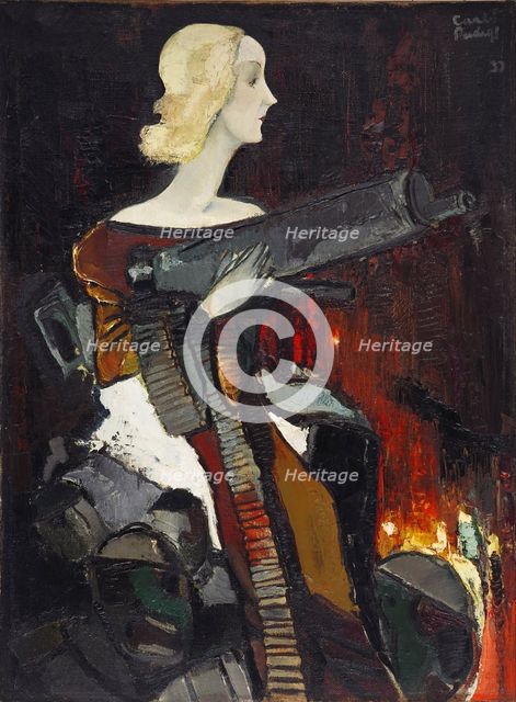 Madonna with a Machine Gun, 1932. Artist: Padegs, Karlis (1911-1940)