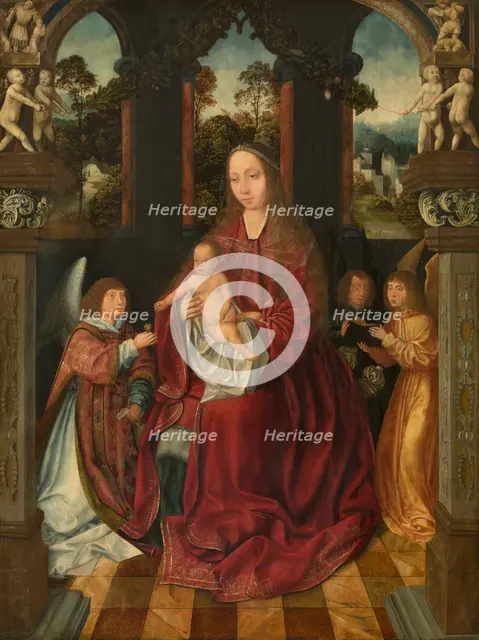 Madonna with Angels, c1520s. Creator: Master of the Holy Blood.