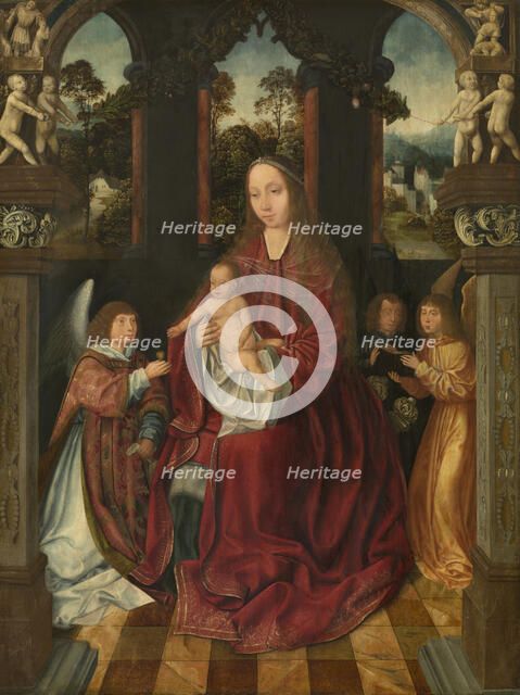 Madonna with Angels, c1520s. Creator: Master of the Holy Blood.