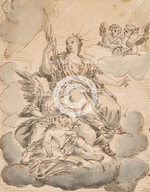 Madonna with angels on the clouds, 2nd half 18th century. Creator: Paul Troger.
