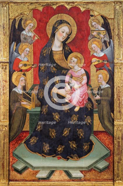 Madonna with Angels Playing Music, ca 1380. Artist: Serra, Pere (active ca 1357-1406)