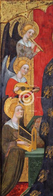 Madonna with Angels Playing Music (Detail), ca 1380. Artist: Serra, Pere (active ca 1357-1406)