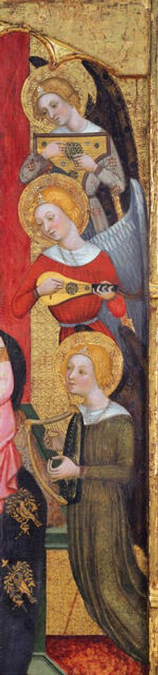 Madonna with Angels Playing Music (Detail), ca 1380. Artist: Serra, Pere (active ca 1357-1406)