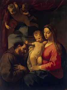 Madonna with Child and St Francis of Assisi, 1650. Creator: Simone Cantarini