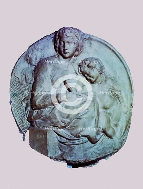  'Madonna with Child and St. Giovannino', 1504, by Michelangelo.