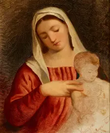 Madonna with Child-Copy of the fragment of the painting "Madonna with Child..., 1864. Creator: Artur Grottger