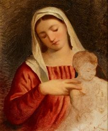 Madonna with Child-Copy of the fragment of the painting "Madonna with Child..., 1864. Creator: Artur Grottger