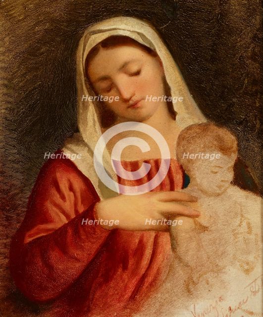 Madonna with Child-Copy of the fragment of the painting "Madonna with Child..., 1864. Creator: Artur Grottger.