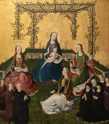 Madonna with Child in rose arbor, ca 1470. Creator: Master of the Life of the Virgin (active 1463-1490)