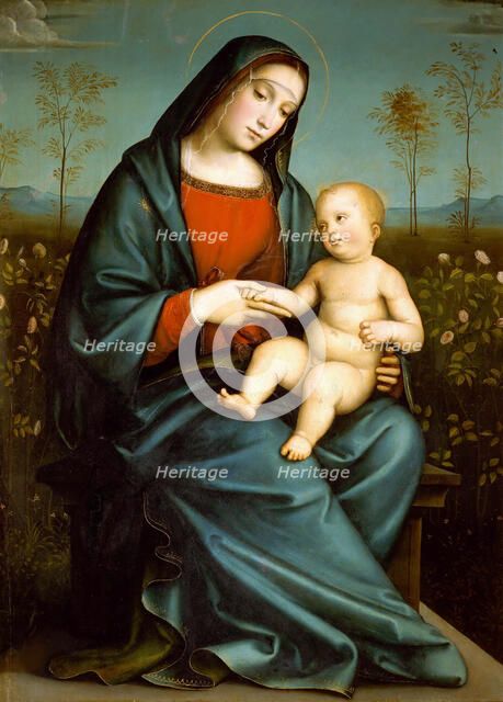 Madonna with Child in the Rose Garden, c. 1480. Creator: Francia, Francesco (1450-1517).