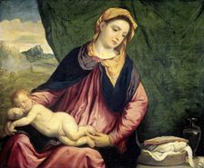 Madonna with Sleeping Child, Between 1540 and 1560. Artist: Bordone, Paris (1500-1571)
