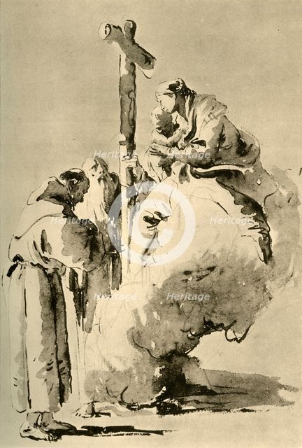 'Madonna with two holy Monks', mid 18th century, (1928). Artist: Giovanni Battista Tiepolo.